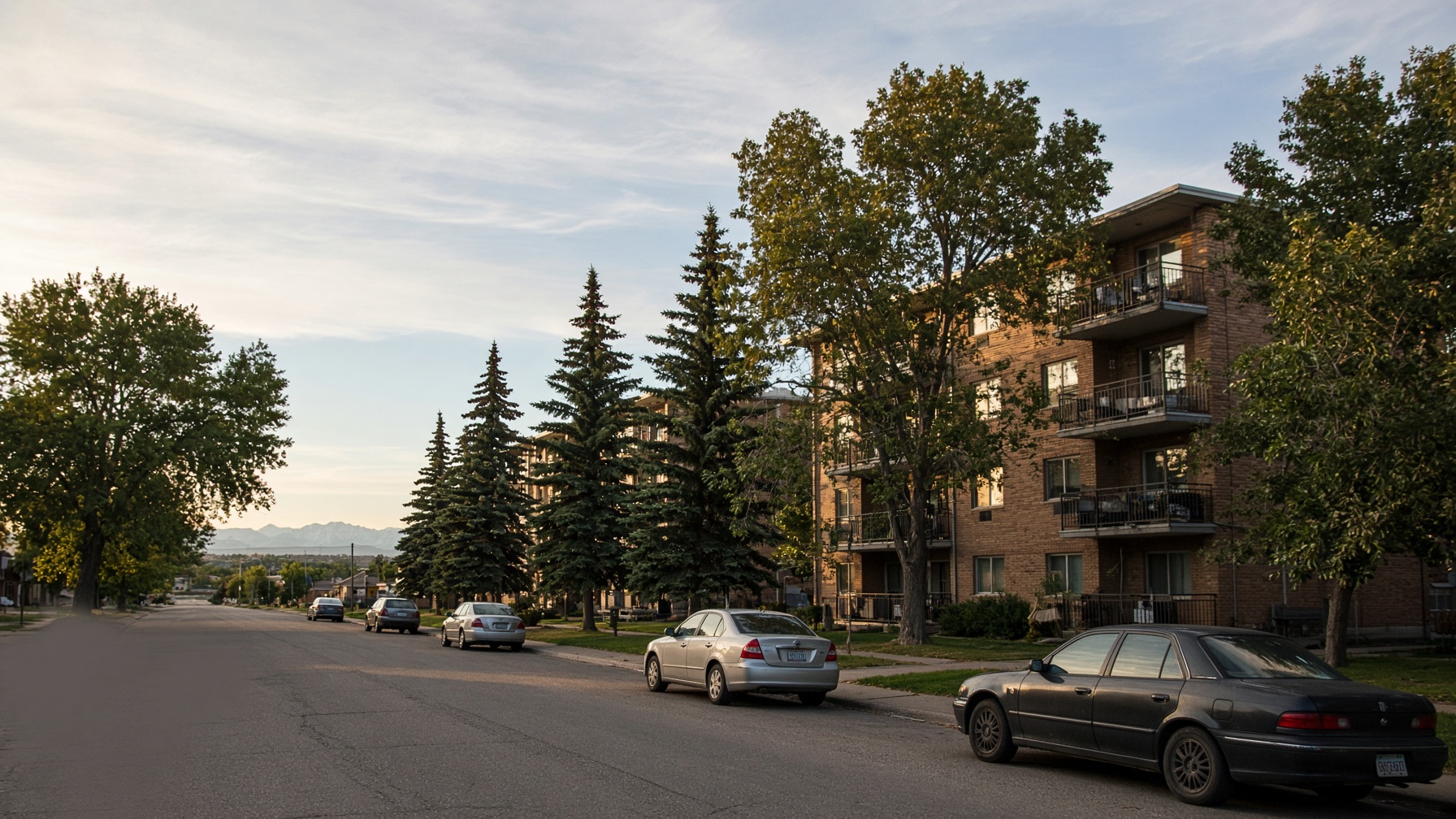 Residential street in Windsor Park, SW Calgary, near the shop